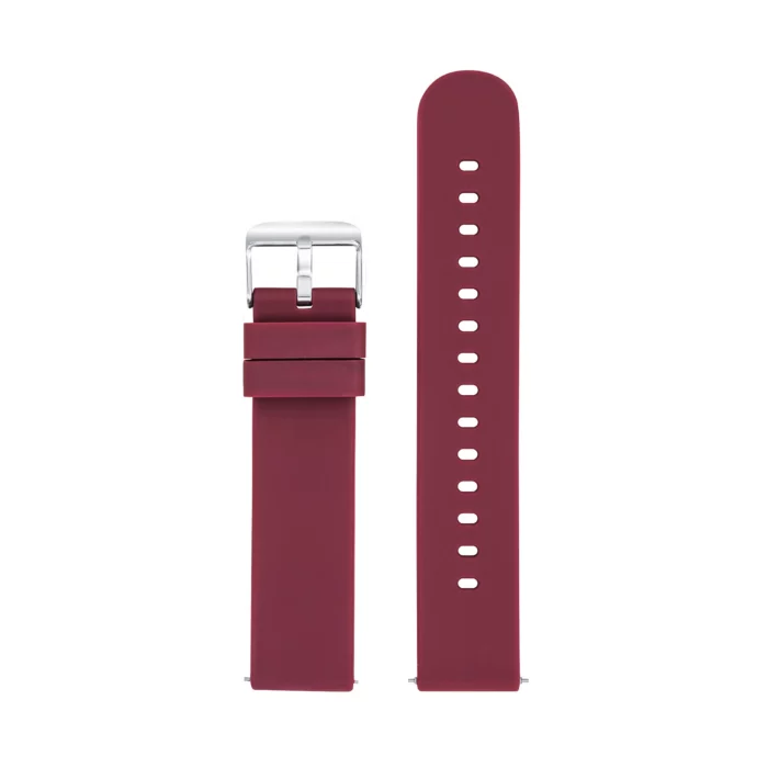 BRACELET SILICONE BORDEAUX BOUCLE CHROMEE 20MM