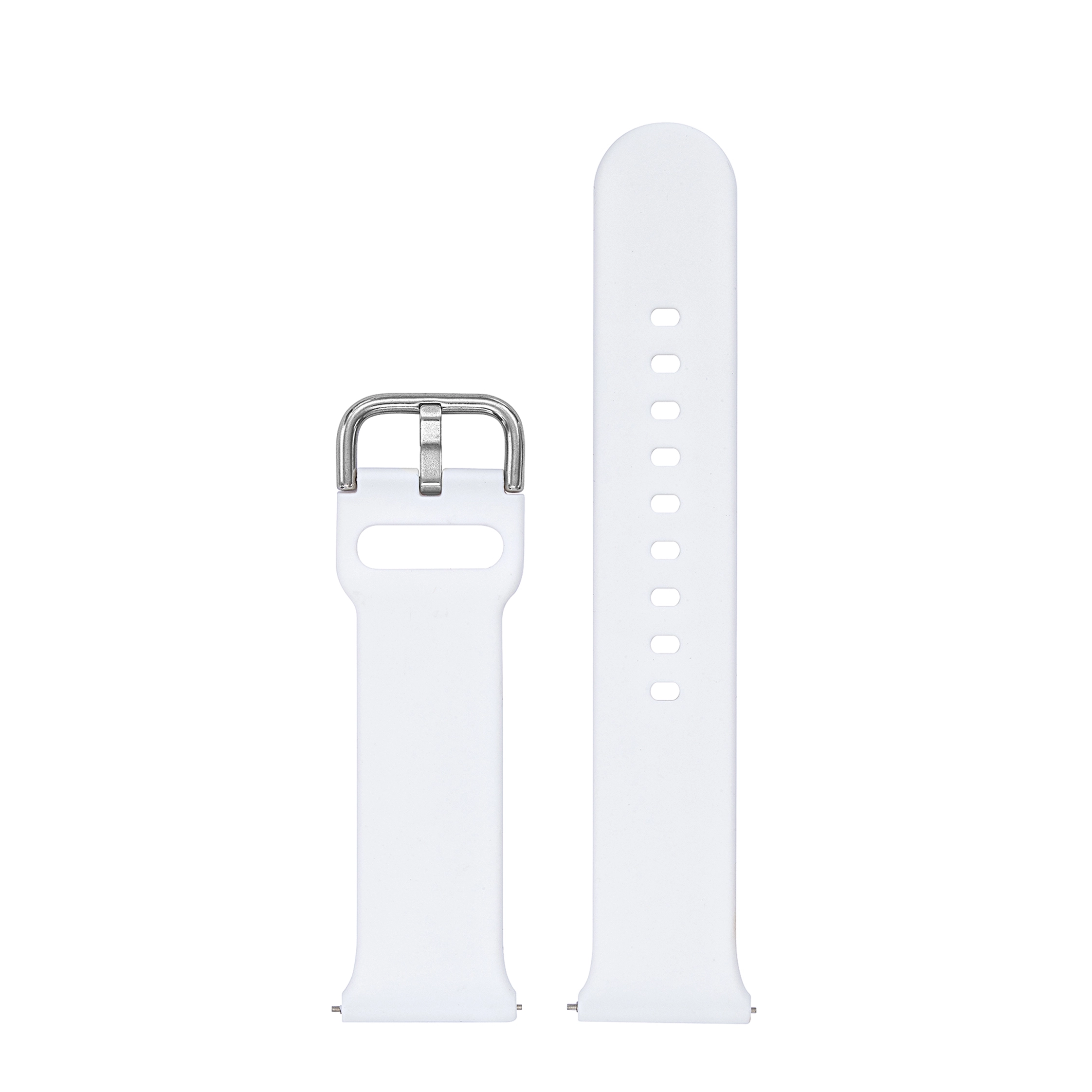 BRACELET SILICONE BLANC BOUCLE CHROMEE 24MM